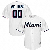 Youth Customized Miami Marlins White Baseball Home Cool Base Jersey